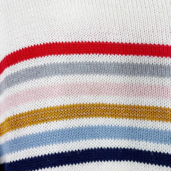 1901 Girls XLarge XL 14-16 Cream Striped Chest Statement Pullover Sweater Multi - Picture 5 of 9